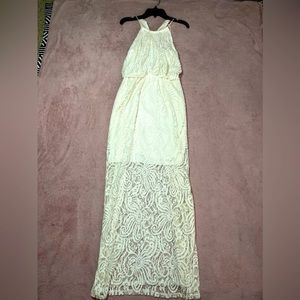 White laced dress with tied back